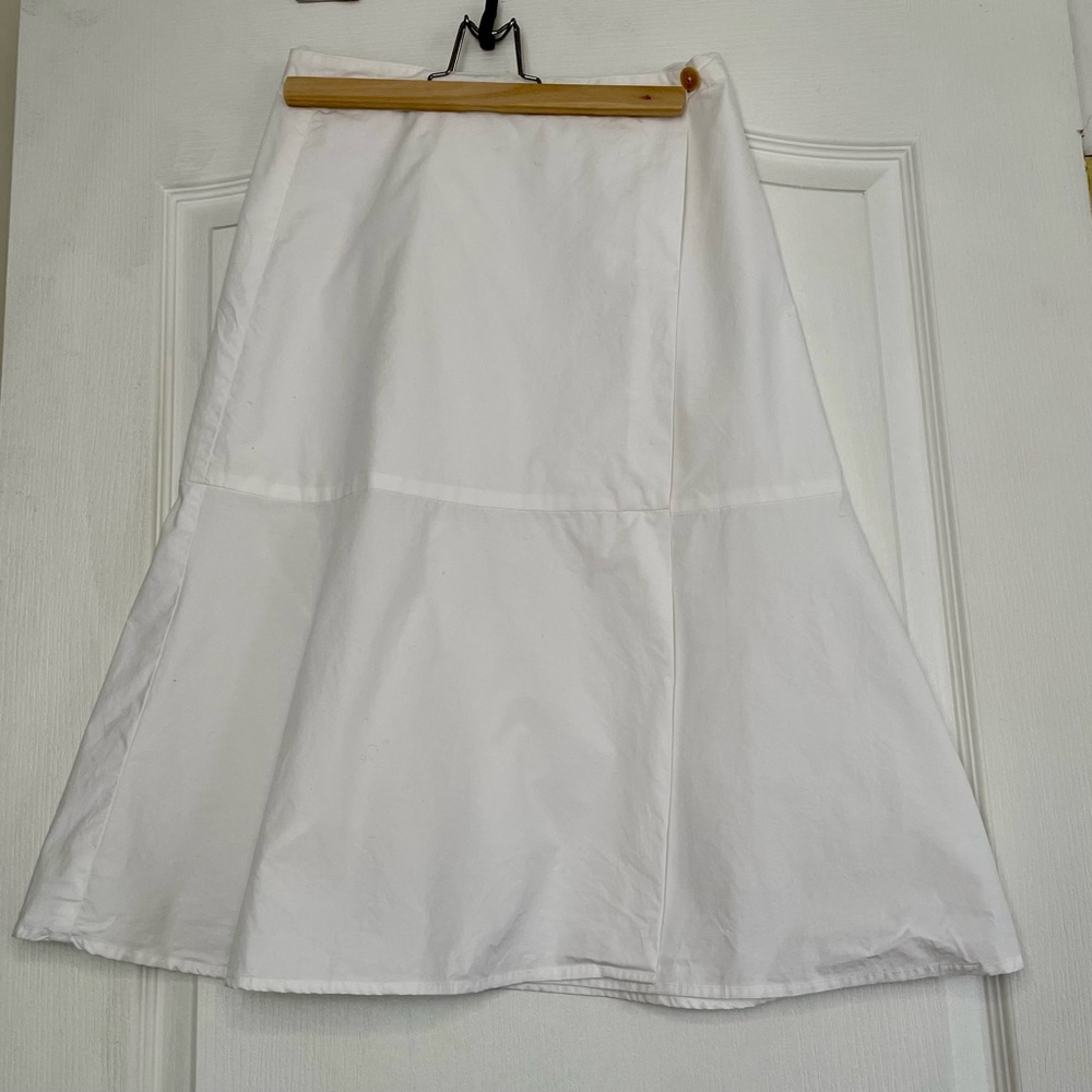 Babaton White A-Line Midi Skirt